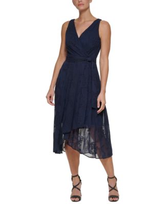 Dkny Petite Embroidered Faux-wrap Dress ...